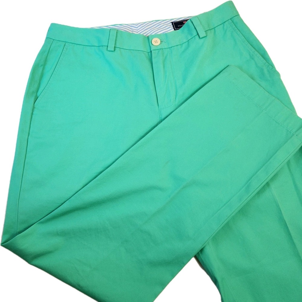 Vineyard Vines Mens 32x30 Slim Fit Breaker Pants Mint Green Preppy Khaki Golf